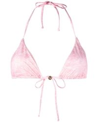 Versace - Barocco Print Triangle Bikini Top - Lyst