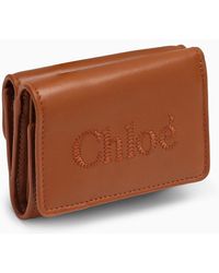 Chloé - Chloé Sense Trifold Wallet Small Brown - Lyst