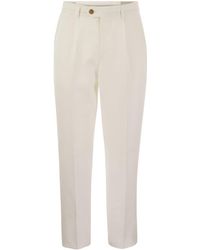 Brunello Cucinelli - Leisure Fit Linen Trousers With Darts - Lyst