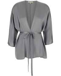 Antonelli - Gray 'bella Donna' Kimono With Waistband Closure In Technical Fabric Woman - Lyst