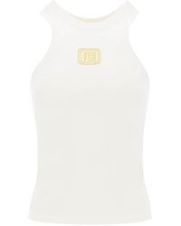 Balmain - Tank Top With Pb Embroidery - Lyst