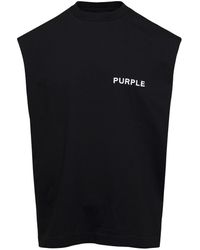 Purple Brand - Sleeveless Crew Neck T-Shirt With Logo Print - Lyst