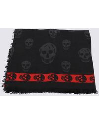 Alexander McQueen - Black And Red Modal And Silk Blend Logo Scarf - Lyst