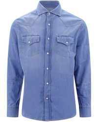 Brunello Cucinelli - Denim Cotton Shirt - Lyst