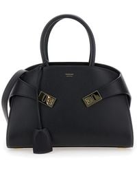 Ferragamo - 'Hug' Handbag With Logo And Gancini Buckle - Lyst