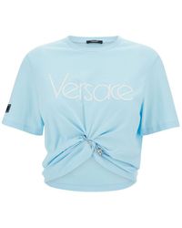 Versace - Light T-Shirt With Medusa Pin Detail - Lyst
