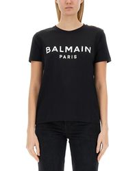 Balmain - T-Shirt Con Stampa Logo - Lyst