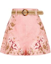Zimmermann Rosa High Waist Shorts Pants - Pink