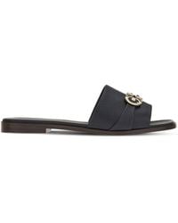 Ferragamo - Gancini Leather Flat Sandals - Lyst