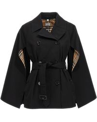 Burberry - Check Motiv Cotton Trench Coat - Lyst