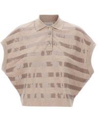 Brunello Cucinelli - Sequin Striped Polo Shirt - Lyst