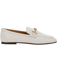 Tod's - White Loafers With Gold-tone Double 't' Detail In Leather Woman - Lyst
