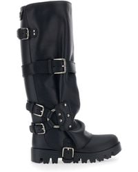 Dolce & Gabbana - Ankle Boots With Adjustable Buckle Straps And Logo Plaque On The Back - Lyst