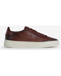 Santoni - Leather Perforated Sneakers - Lyst