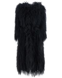 Numerootto - Fur Coat With Round Neck And Long Sleeves - Lyst
