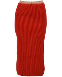 CALVIN KLEIN 205W39NYC Rib-knit Midi Skirt - Red