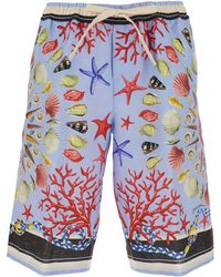 Dolce & Gabbana - Shorts With Elastic Drawstring And All-Over Print - Lyst