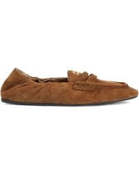 Miu Miu - Ruches Suede Loafers Shoes - Lyst