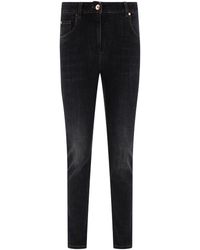 Brunello Cucinelli - Jeans With Shiny Leather Tab - Lyst