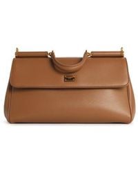 Dolce & Gabbana - 'My Sicily' Calf Leather 'Plongé' Caramel Handbag - Lyst