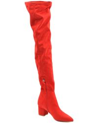red suede over the knee boots