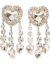 Alessandra Rich - Colored Heart-Shaped Clip-On Earrings With Crystal Pendants - Lyst