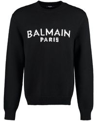 Balmain - Logo-intarsia Wool-blend Jumper - Lyst