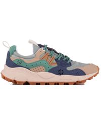 Flower Mountain - Yamano 3 Sneakers In Faux Suede And Nylon Beige And Light Blue - Lyst