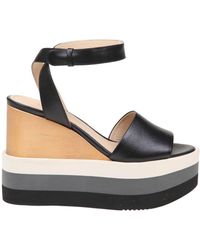 Paloma Barceló - Leather Sandal With Wedge - Lyst