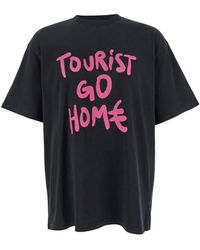M44 LABEL GROUP - 'Tourist' Crewneck T-Shirt With Maxi Print On Front And Rear - Lyst