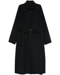 Emporio Armani - Belted Long-Sleeve Coat - Lyst