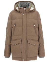 Brunello Cucinelli - Flannel Down Jacket Puffer Jackets - Lyst