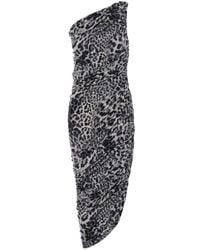 Norma Kamali - 'Diana' One-Shoulder Dress With Asymmetric Hem And All-Over Leopard Motif - Lyst