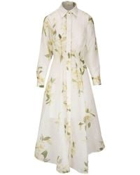 Zimmermann - Floral Print Linen And Silk Blend Shirt Dress - Lyst
