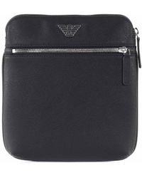 Emporio Armani Brand-plaque Adjustable-strap Faux-leather Cross-body Bag - Black