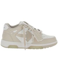 Off-White c/o Virgil Abloh - 'out Of Office' White And Beige Low Top Sneakers With Arrow Motif In Leather Man - Lyst