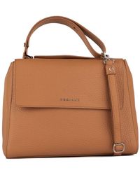 Orciani - Sveva Soft Medium Leather Shoulder Bag With Almond Shoulder Strap - Lyst