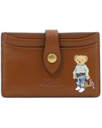 Polo Ralph Lauren Leather Polo Bear Card Holder in Brown | Lyst Australia
