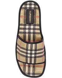 Burberry - "Check" Quilted Flat Slides - Lyst