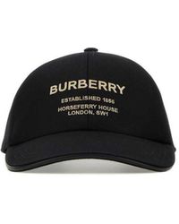 Burberry - Black Cotton Baseball Cap - Lyst