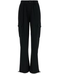 Twin Set - Black Cargo Pants With Oval T Patch In Tech Fabric Woman - Lyst
