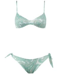 Saint Barth - Aqua Paisley Print Bralette Bikini - Lyst