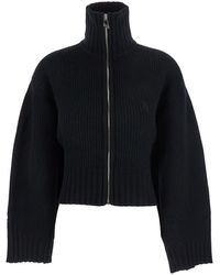 The Attico - Cardigan With Raised Collar And Knitting - Lyst