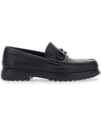 Ferragamo - 'Tobia' Loafers With Metal Gancini Detail On The Front And Raised Sole - Lyst