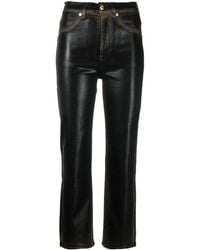 7 For All Mankind Coated High-waist Cropped Pants - Brown