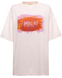 1 % de réduction T-shirt En Jersey De Coton Imprimé Logo Marni en coloris Rose Femme Tops Tops Marni 