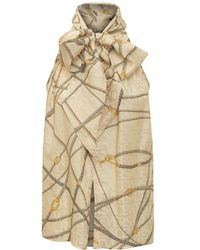 Versace - Light Blouse With Scarf-Tie And Nautical Print - Lyst