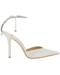 Jimmy Choo - 'Saeda' Pointed And Closed Toe Sandals With Rhinestone Chain - Lyst