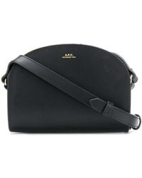 A.P.C. - Woman's Sac Demi-lune Mini Black Leather Crossbody Bag - Lyst