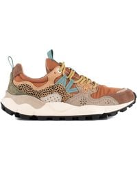 Flower Mountain - Yamano 3 Orange Suede And Nylon Sneakers, Taupe Animal Detailing - Lyst